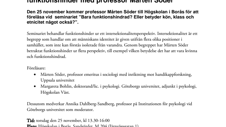 Seminarium om intersektionalitet och funktionshinder med Mårten Söder