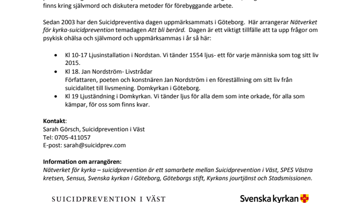 Stor ljusmanifestation på Suicidpreventiva dagen 