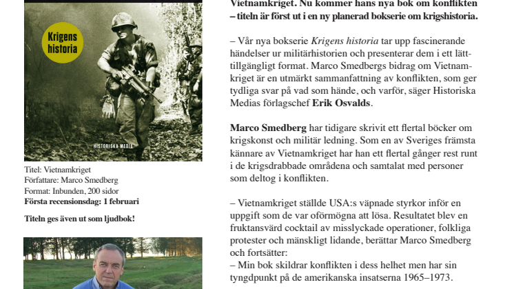 Bok om Vietnamkriget först ut  i ny serie om krigens historia
