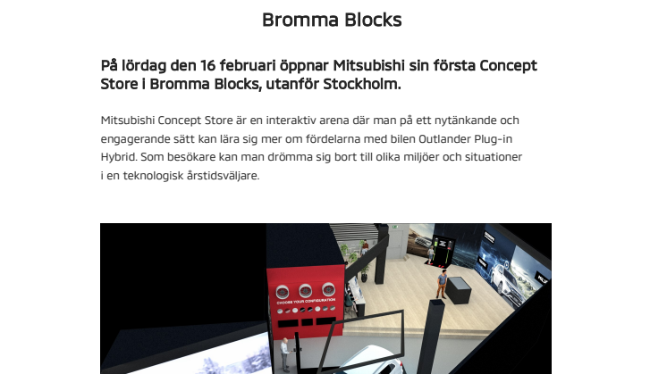 Mitsubishi öppnar Concept Store i Bromma Blocks 