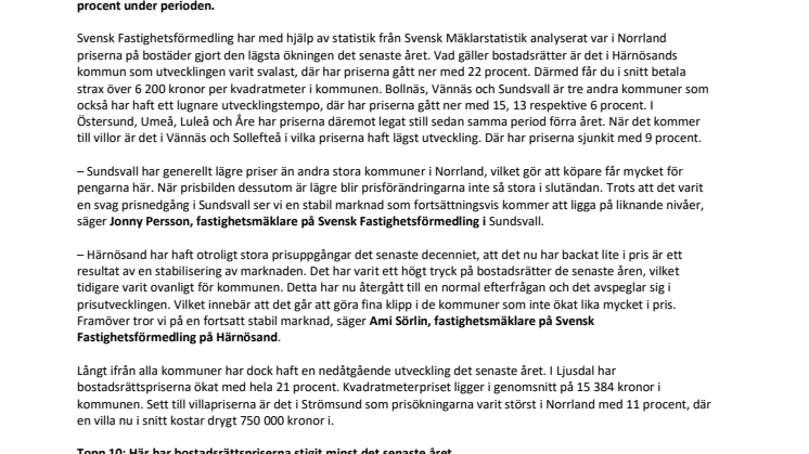 Svensk Fastighetsförmedlings kartläggning visar: Kommunerna i Norrland med chans till fynd 