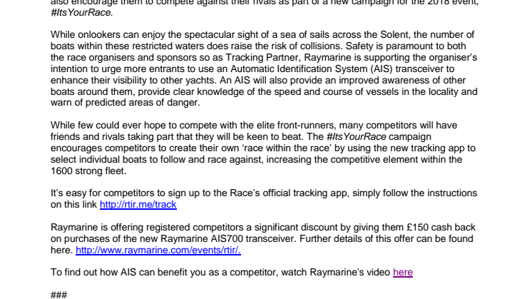 Raymarine: Raymarine Encourages Competitive Racers to put Safety First