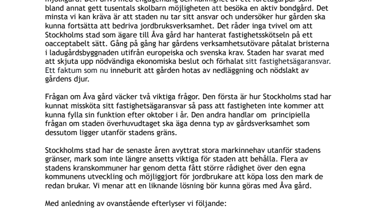 Skrivelse Åva Gård