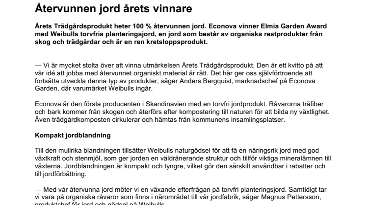 ​Återvunnen jord årets vinnare