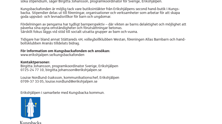Sök stipendium ur Erikshjälpens Kungsbackafond