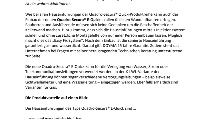 Quadro-Secura® E-Quick – Die neue Sanierungslösung