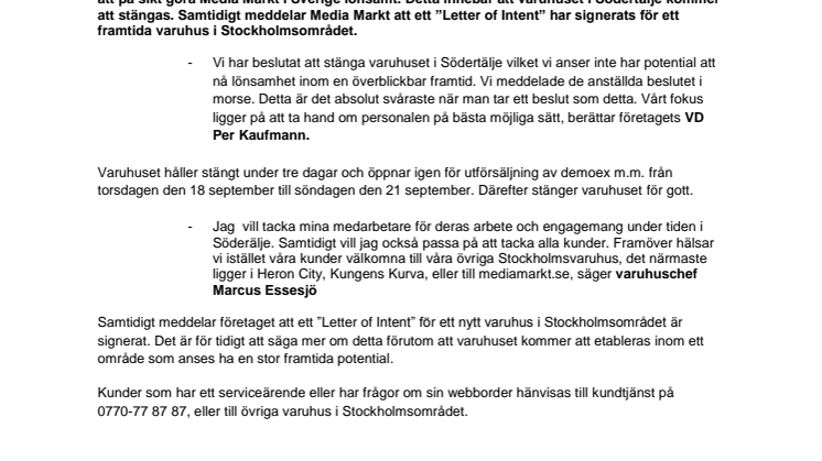 Media Markt justerar sin varuhusportfölj