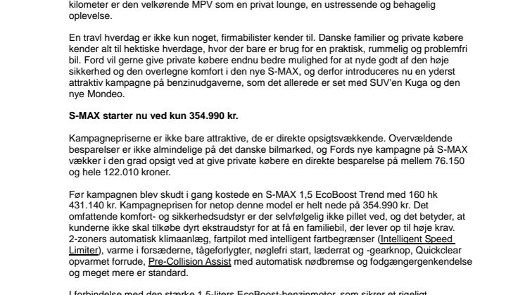 Ford nedsætter S-MAX med op til 122.000 kr. - den perfekte familiebil for private købere