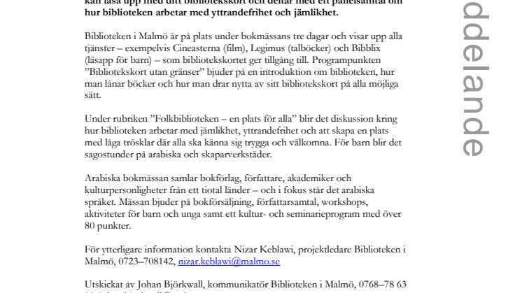 Biblioteken i Malmö på Arabiska bokmässan
