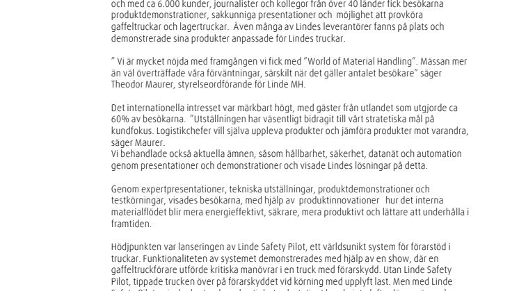 Linde inspirerade flera tusen besökare med ett helt nytt mässkoncept