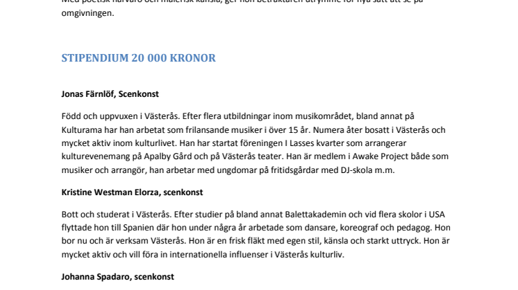 Kultur- och föreningsledarstipendiater 2012