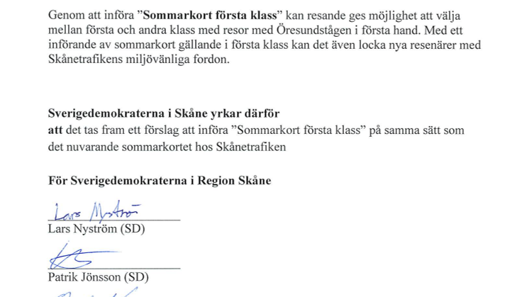 Motion: Inför sommarkort för första klass