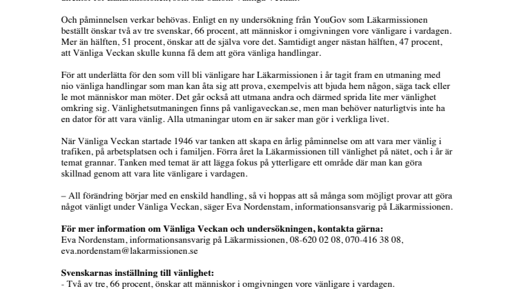 Vi behöver Vänliga Veckan
