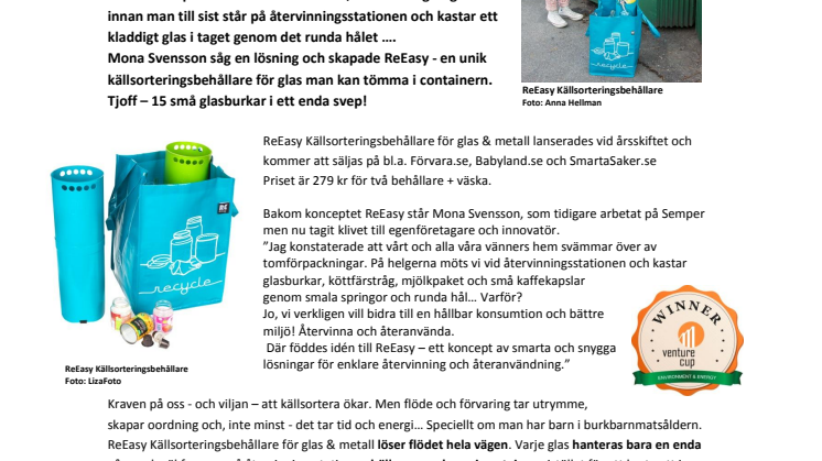 Kvinnlig innovatör förenklar kladdig sopsortering