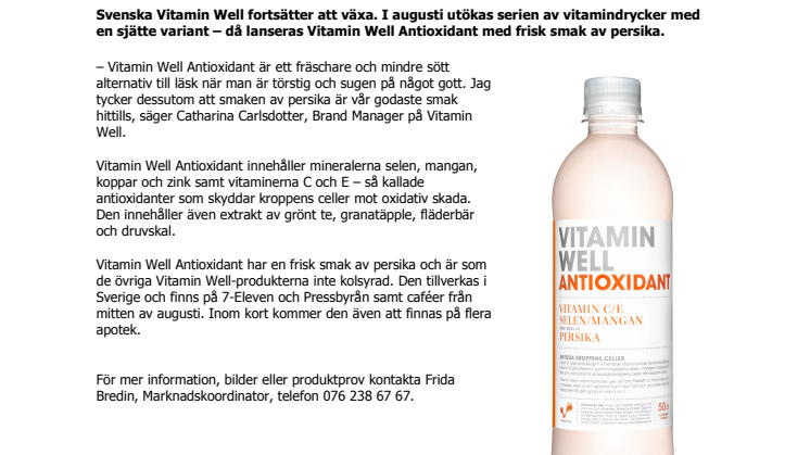 Nyhet: Vitamin Well Antioxidant med smak av persika