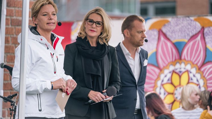 Annica Ånäs, vd Atrium Ljungberg, Katalin Paldeak, COO Nordic Choice Hotels och Richard Svartvik, driftsdirektör Clarion Collection Hotels. Foto: Ola Jacobsen.