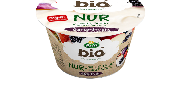  Der neue Arla Bio Fruchtjoghurt in der Geschmacksrichtung Gartenfrucht