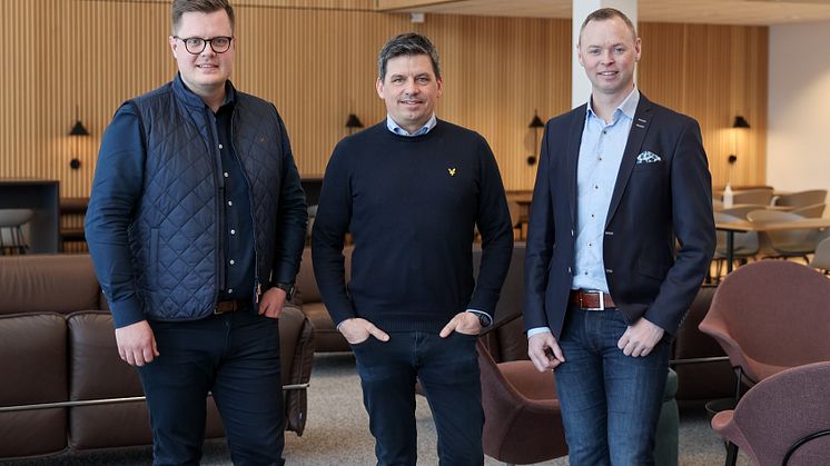 Joakim Öberg MD Wibax Logistics AB, Jonas Wiklund CEO Wibax Group AB och Tore Johnsson CEO Wibax Sweden AB