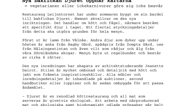 Bakfickan Djuret öppnar käftarna – vegetarianer eller ickekarnivorer göre sig icke besvär