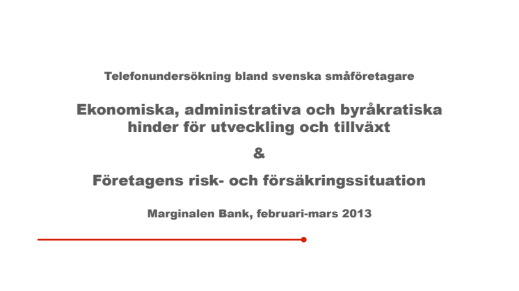 Undersökning om hinder för tillväxt bland småföretag