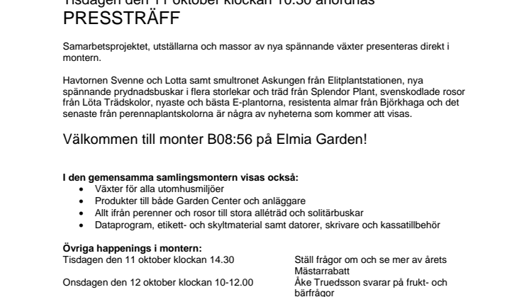 Svenska Plantskolor bjuder in till pressträff
