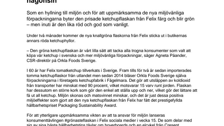 Nu blir ketchupflaskan från Felix grönare än någonsin