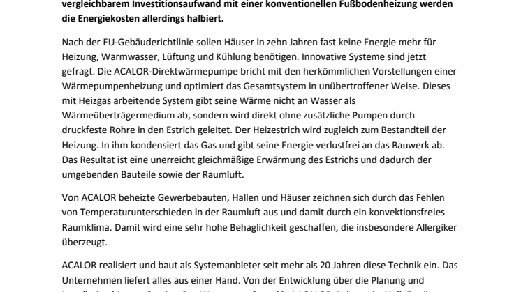Spürbar wohlfühlen: Die innovative Lösung für Wärme und Kühlung mit ACALOR-Wärmepumpe