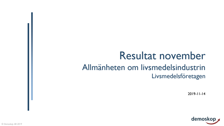 Allmänhetens förtroende för livsmedelsindustrin - november 2019