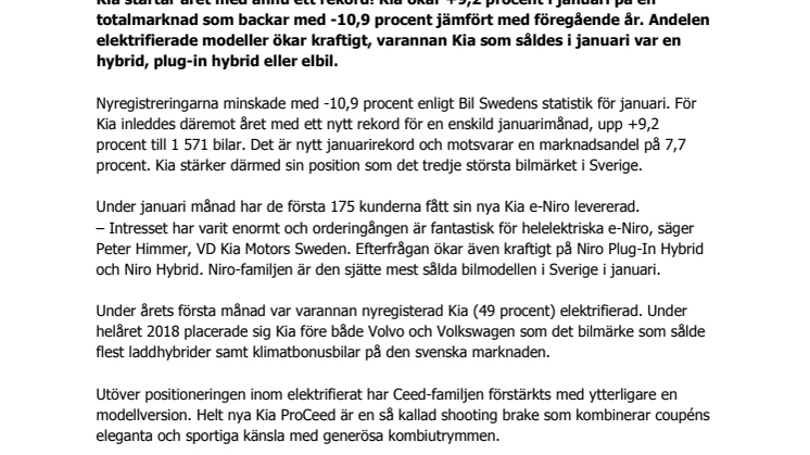 Starkaste januarimånaden hittills för Kia