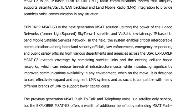 Cobham SATCOM: Cobham Highlights MSAT Push-to-Talk Innovation at IWCE