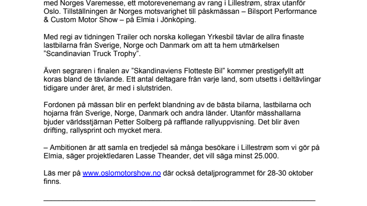 Höstens största motorhändelse i Skandinavien