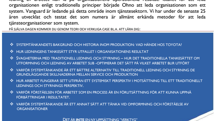 1 dags workshop - Kort introduktion till Systemtänkande