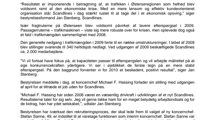 Scandlines: Markant forbedring i et udfordrende 2009
