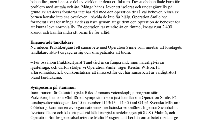 Praktikertjänst hjälper Operation Smile att sprida leenden