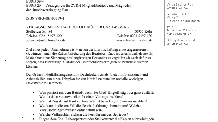 Notfallmanagement im Dachdeckerbetrieb