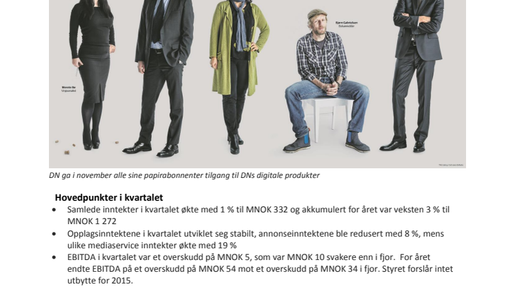 NHST Media Group - Kvartalsrapport 4. kvartal 2015