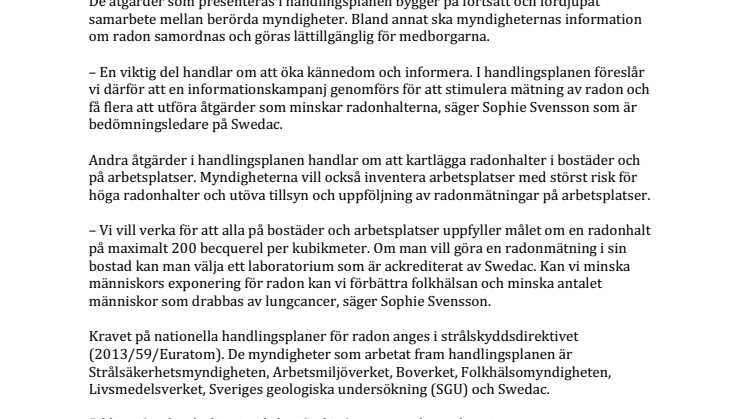 Ny nationell handlingsplan för radon ska leda  till bättre folkhälsa