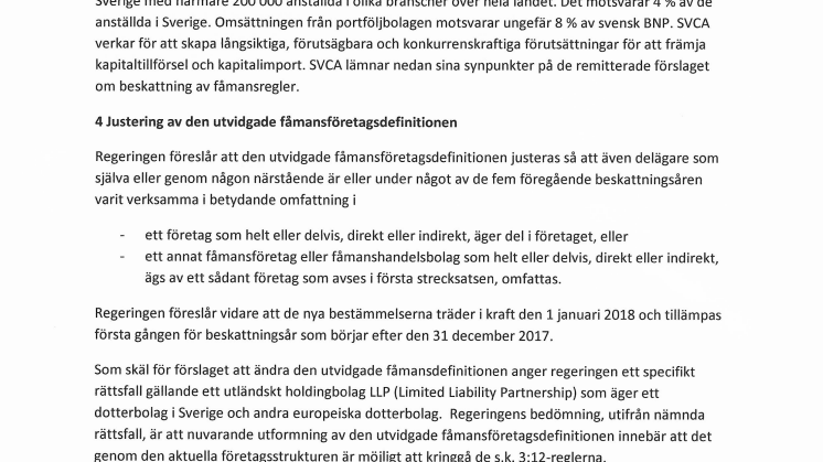 Promemorian Justering av den utvidgade fåmansföretagsdefinitionen