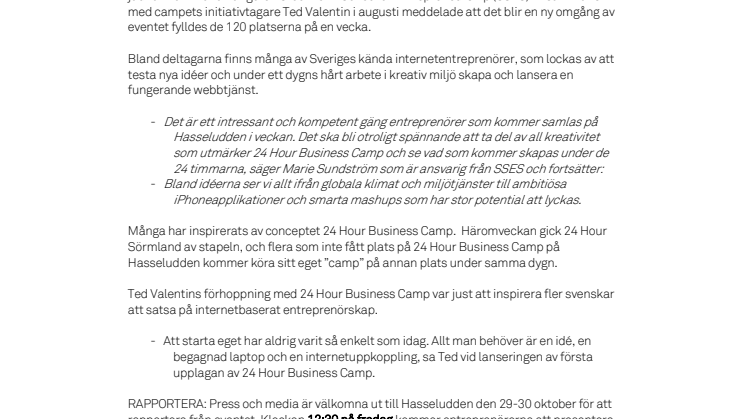 60 affärsidéer lanseras under ett dygn