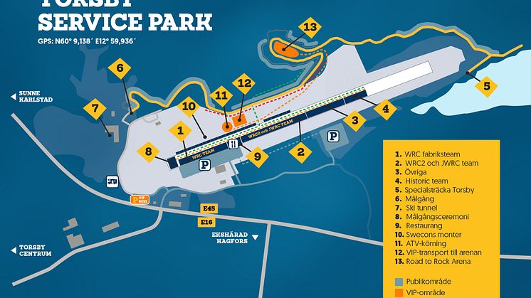 Karta över Torsby Service Park - Rally Sweden