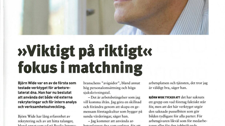 Björn Wide i tidningen "Personal och ledarskap"