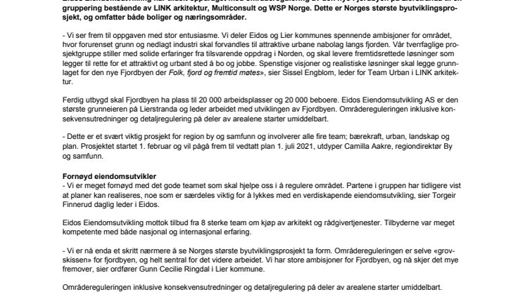 LINK vant oppdraget med områderegulering av Norges største byutviklingsprosjekt