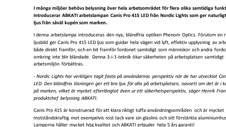 En (icke)bländande nyhet från Nordic Lights