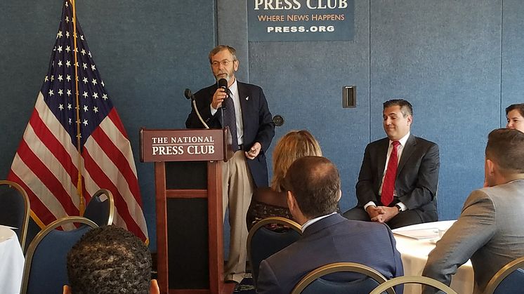 ACR Electronics President Gerry Angeli speaks at The National Press Club in Washington DC during the recent Greater Fort Lauderdale  Chamber of Commerce 2017 Washington Summit 