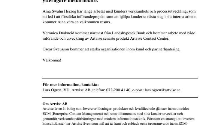 Artvise Stockholm expanderar!