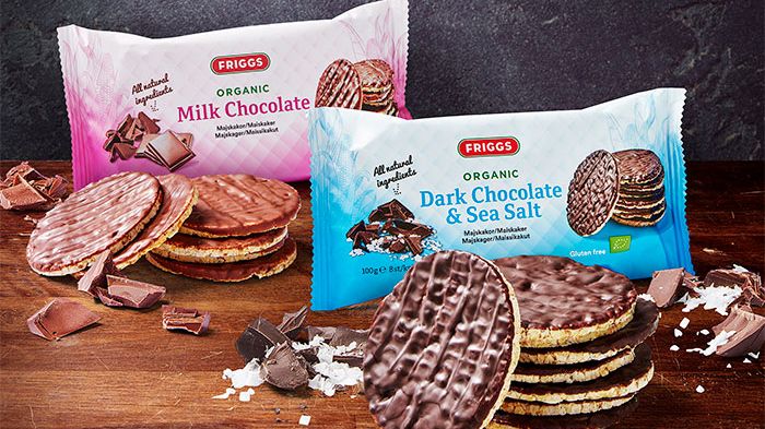 Friggs ekologiska majskakor doppade i choklad. Vilken blir din favorit?