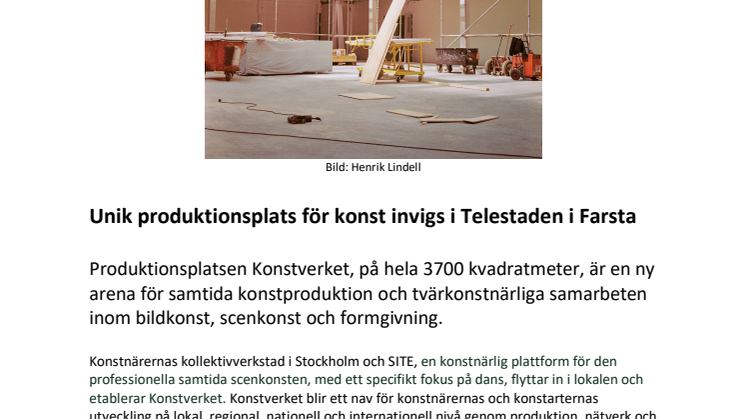 Unik produktionsplats för konst invigs i Telestaden i Farsta
