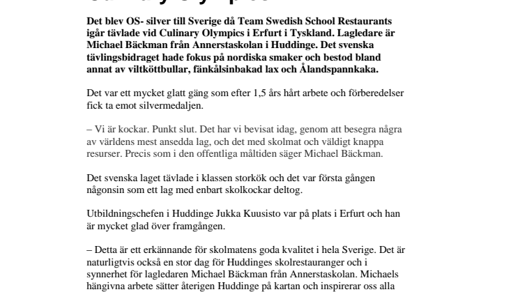 Skolkockarna tog OS-silver i Culinary Olympics