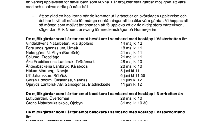 Norrmejerier bjuder in till årets kosläpp