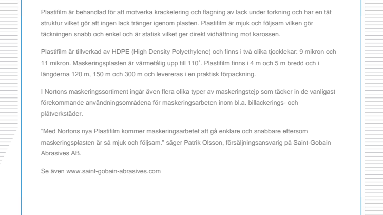 Ny maskeringsplast för billackering